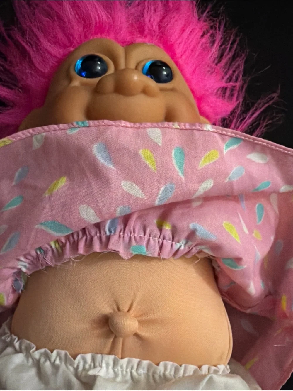 Russ Pink-Haired Birthday Troll Doll with Blue Hat